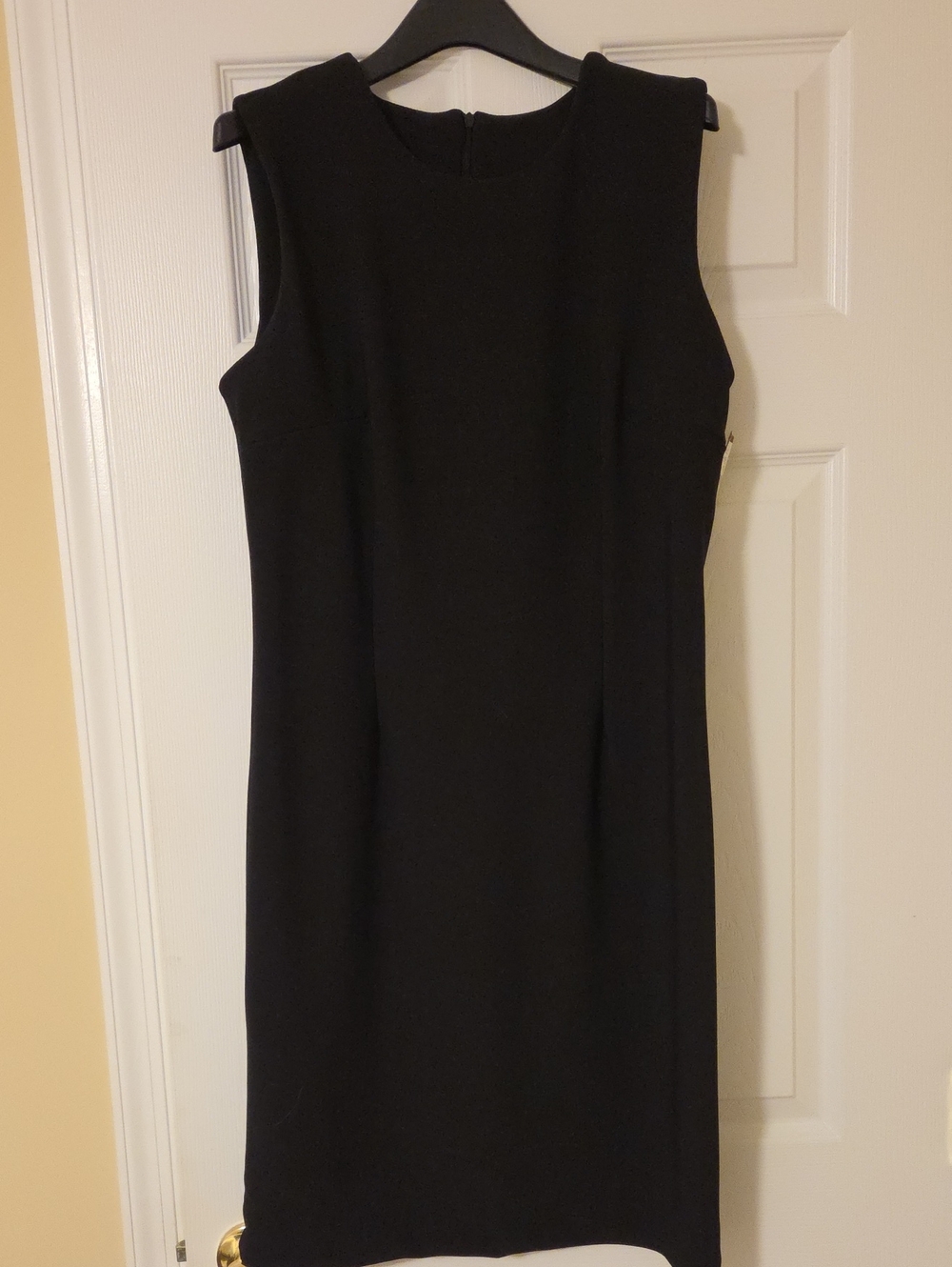 Clio Black Sleeveless Midi Sheath Dress with Back Zip